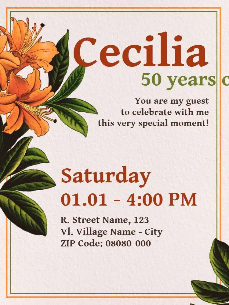 Invitation Virtual From - Tropical Flowers – Kids' Birthday Party theme floral, tropical, colorful, summery, delicate, elegant