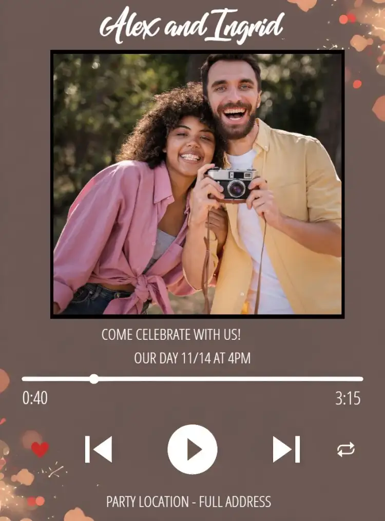 Invitation Double Couple Spotify With Music Photo – Birthday theme modern, vibrant, musical, romantic, casual
