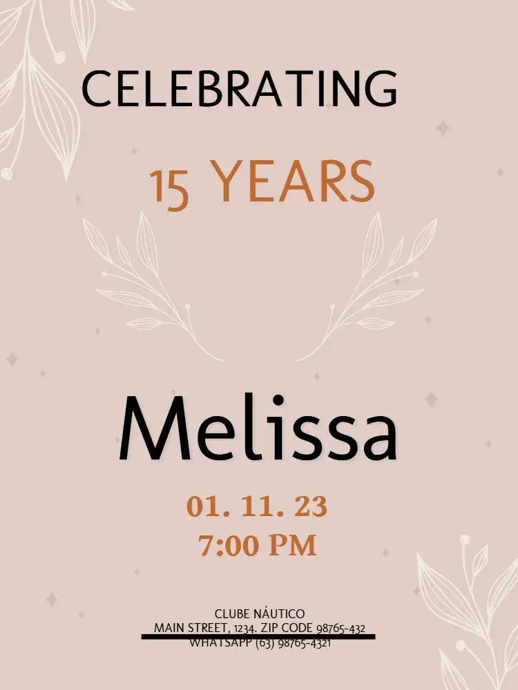 Invitation 15 Years Pink Young Debutante – Kids' Birthday Party theme floral, delicate, modern, pink, light, youthful