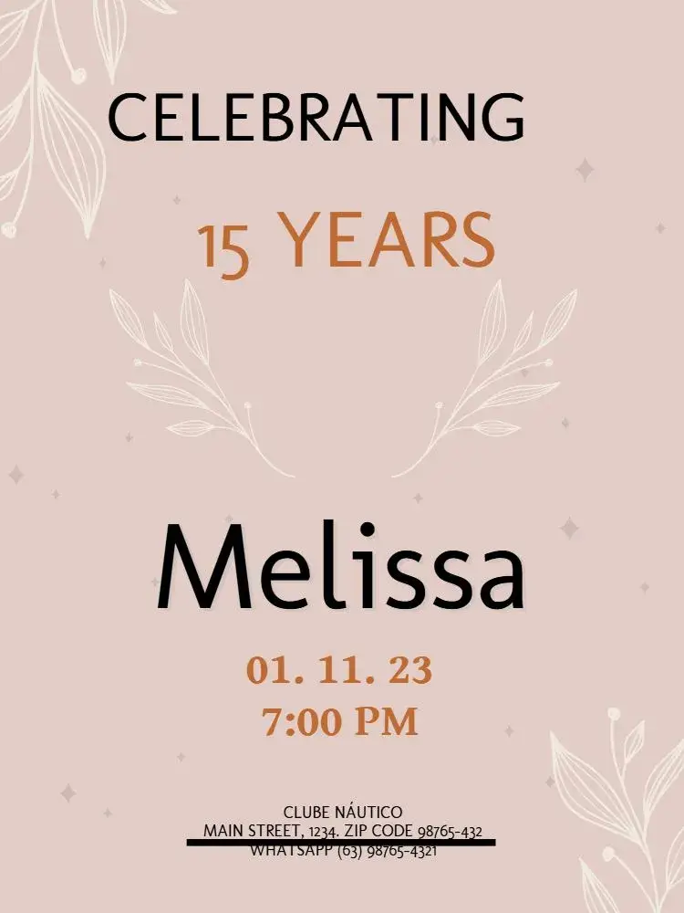 15 Years Pink Young Debutante invitation