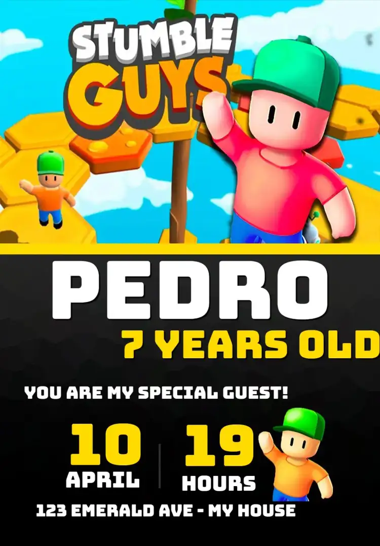 Birthday Invitation Stumble Guys Gamer