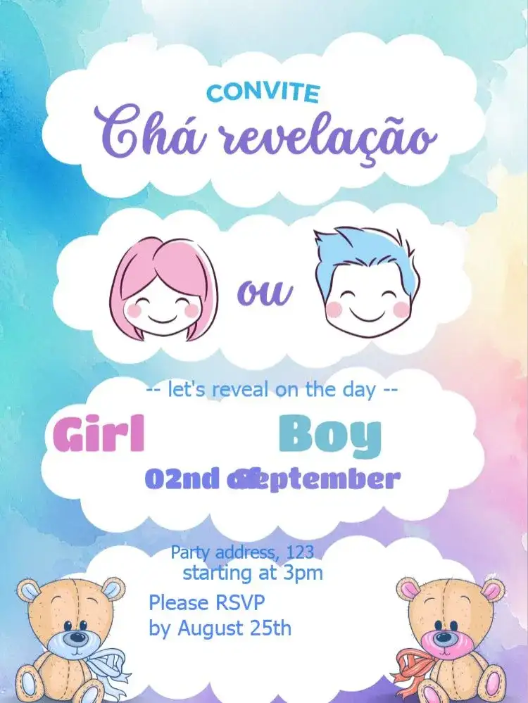 Baby Shower Bears and Clouds Cake Reveal