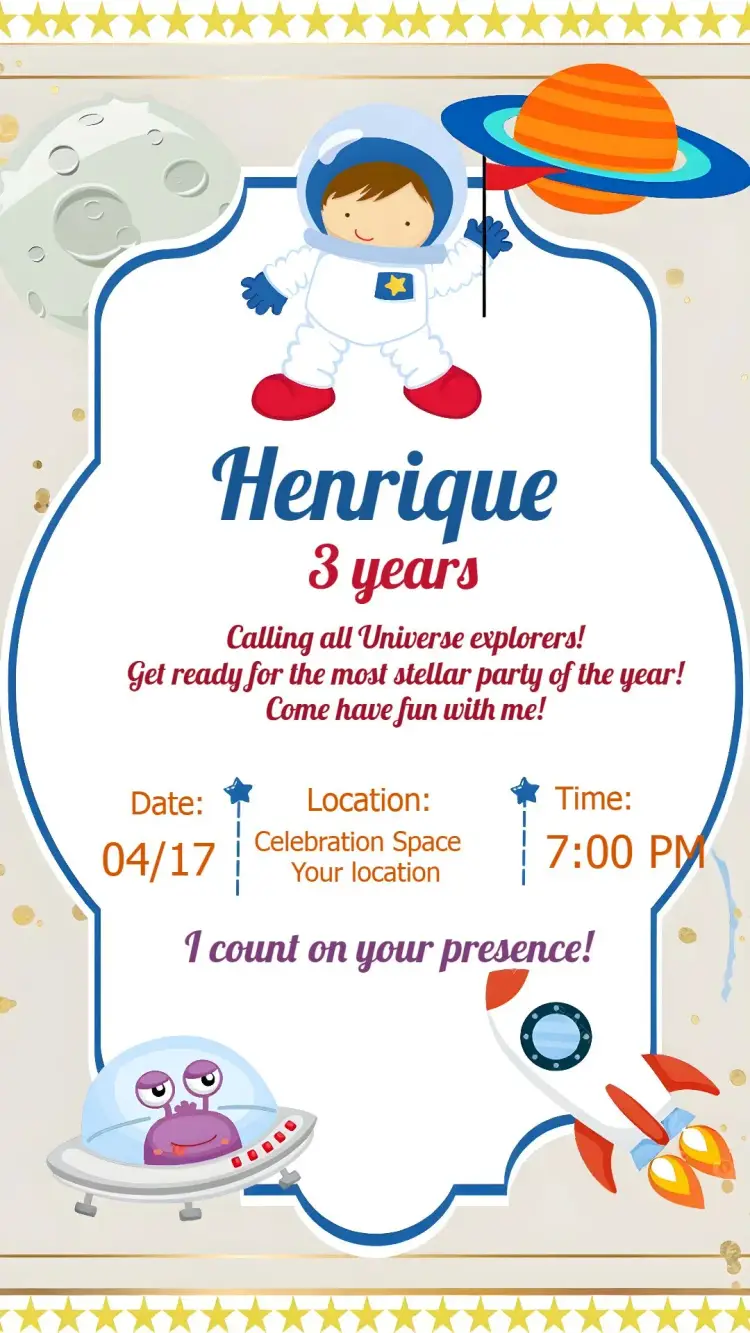 Astronaut Planets invitation