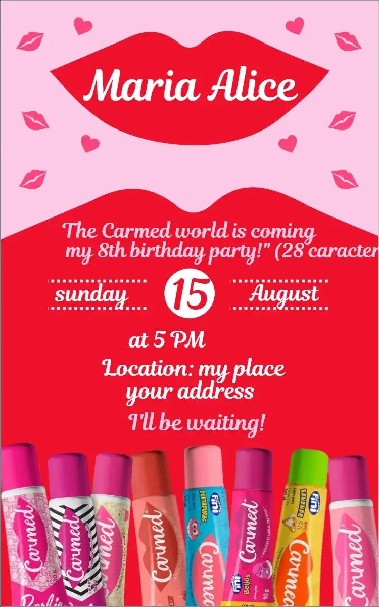 Invitation Carmed 5 – Birthday theme childish, fun, colorful, playful, modern