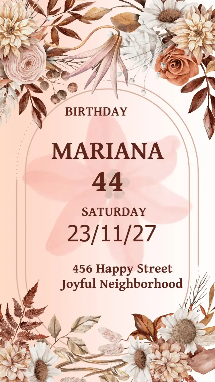 Invite Brown Floral editable and customizable