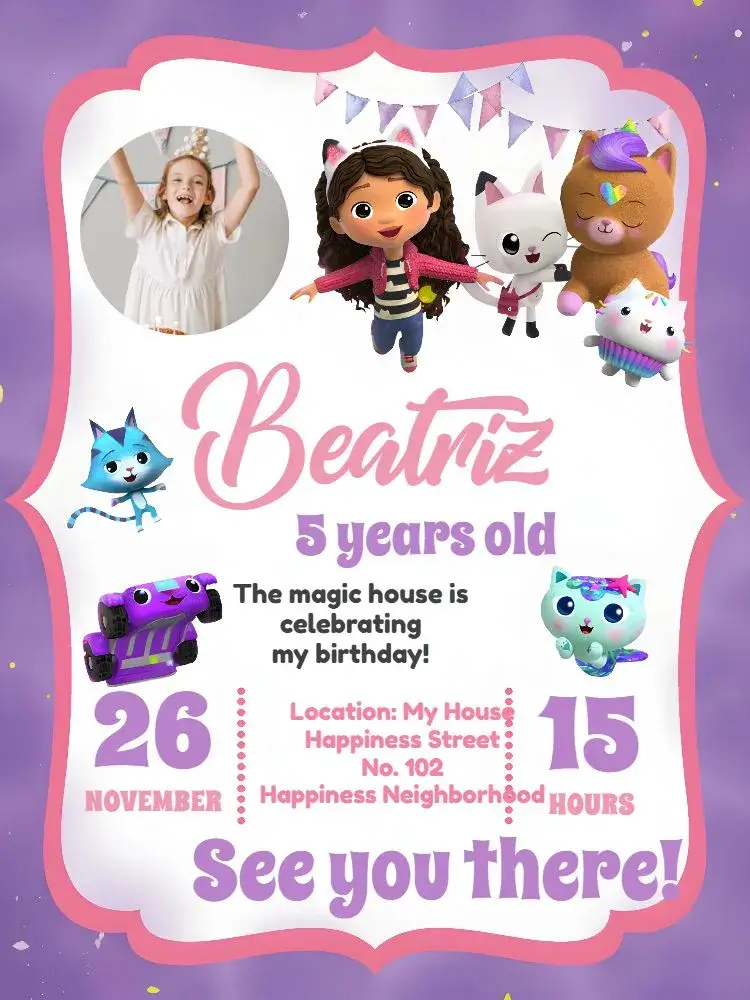 The Magical House of Gabby With White Photo invitation