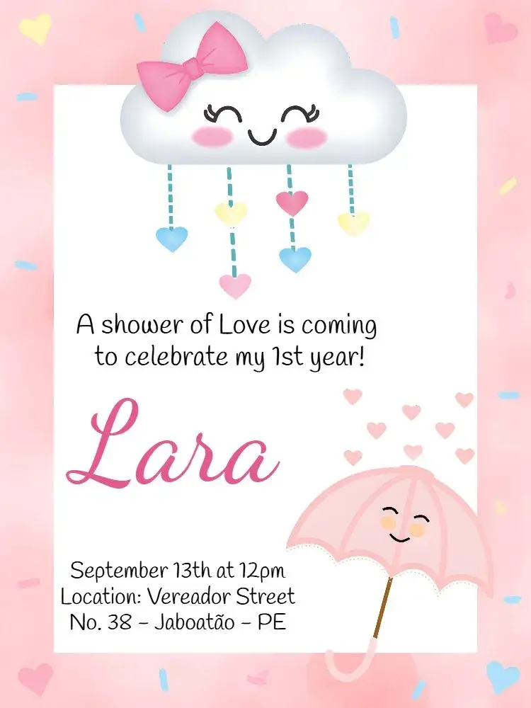 Shower Of Love Heart invitation