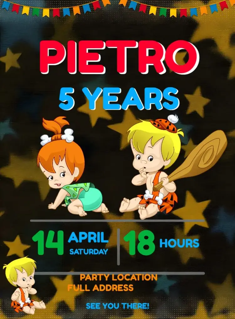 Bambam And Pebbles Flintstone invitation