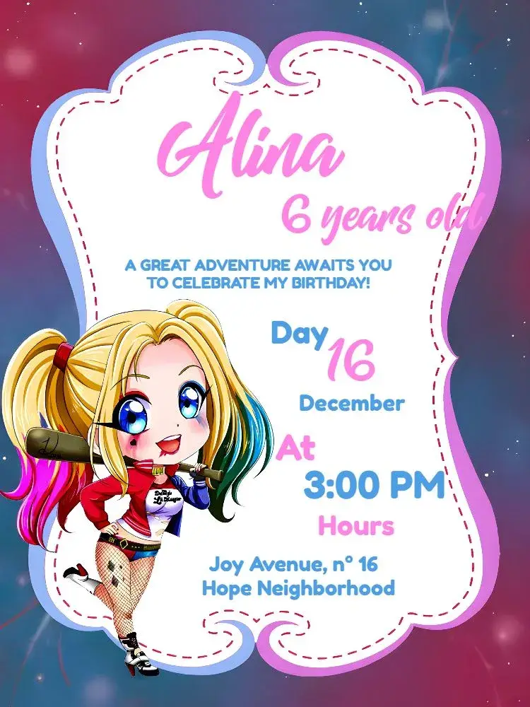 Blue Harlequin invitation