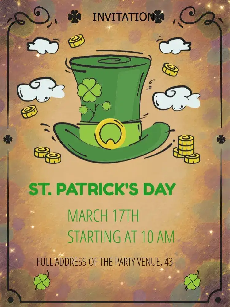 Invitation Saint Patrick's Day Green – Commemorative Dates theme green, Irish, festive, vintage, fun, minimalist