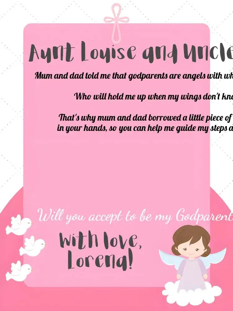 Invitation Purple Baptism Godparents – Baptism theme purple, religious, delicate, modern, angels, childish