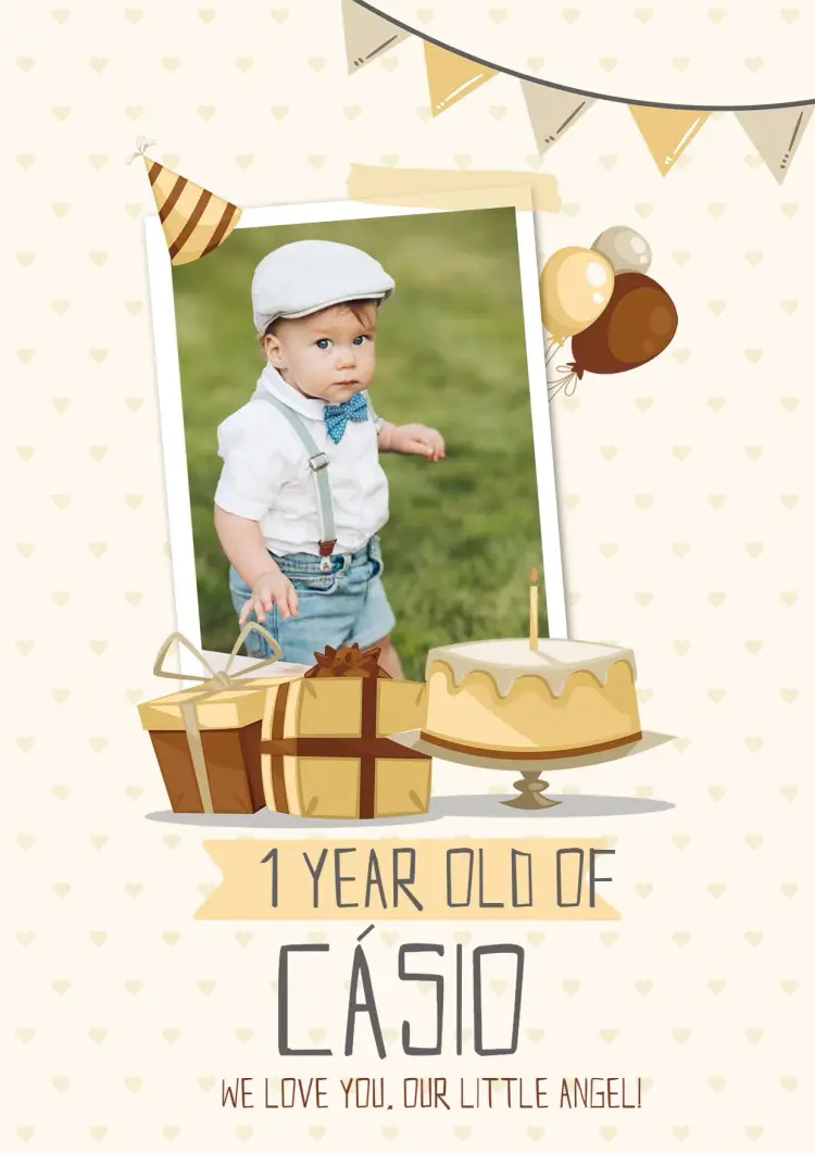 1st Year Poster With Cake Photo invitation
