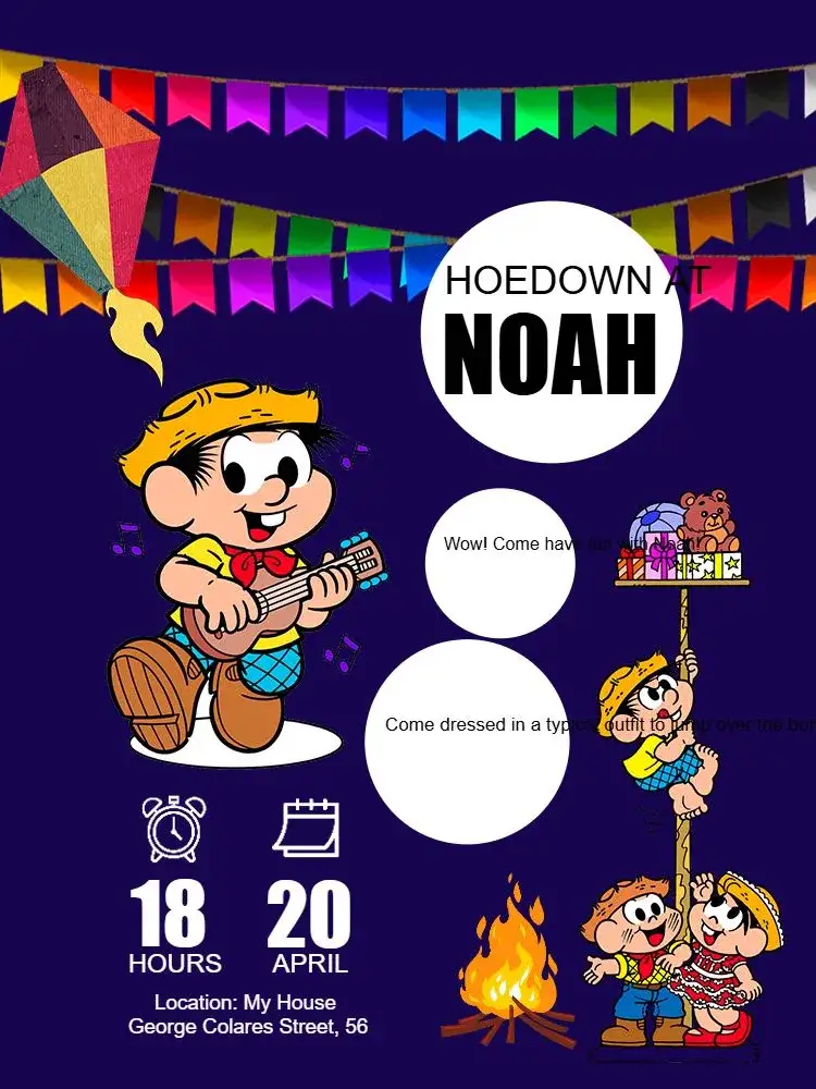 Invitation Monica's Gang Party – Kids' Birthday Party theme colorful, fun, childish, themed, playful