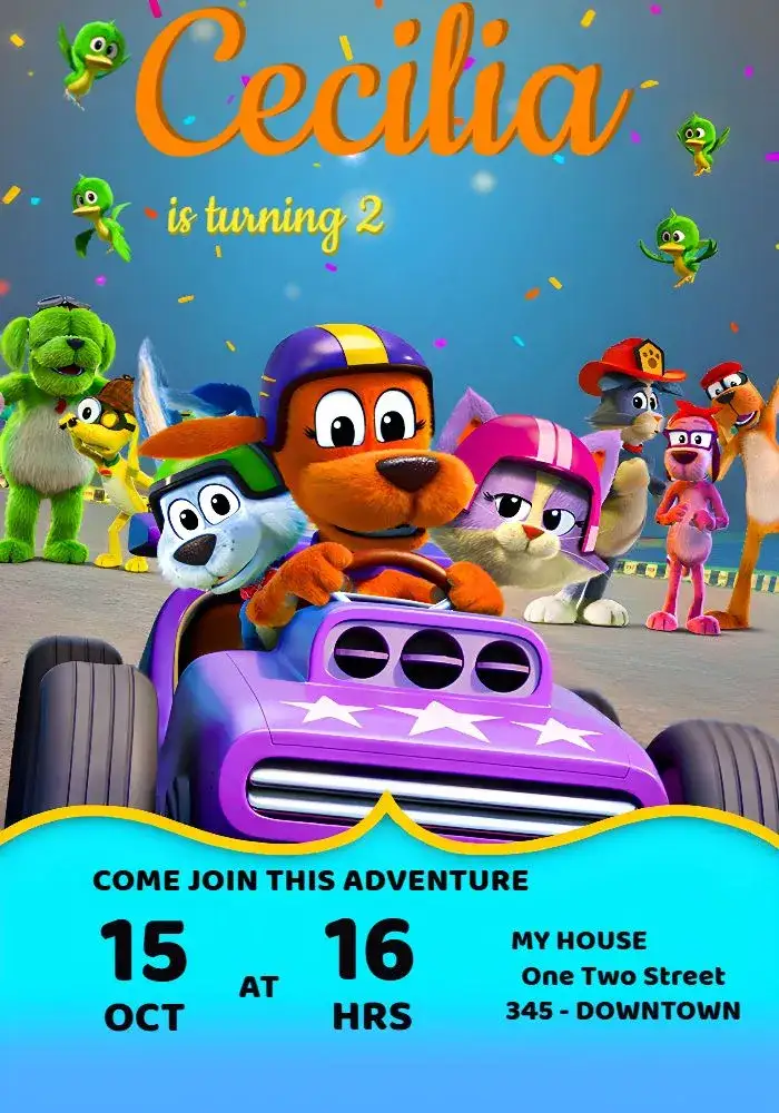 Invitation Vai Dog Netflix – Most searched for theme colorful, fun, modern, childish, themed, animals