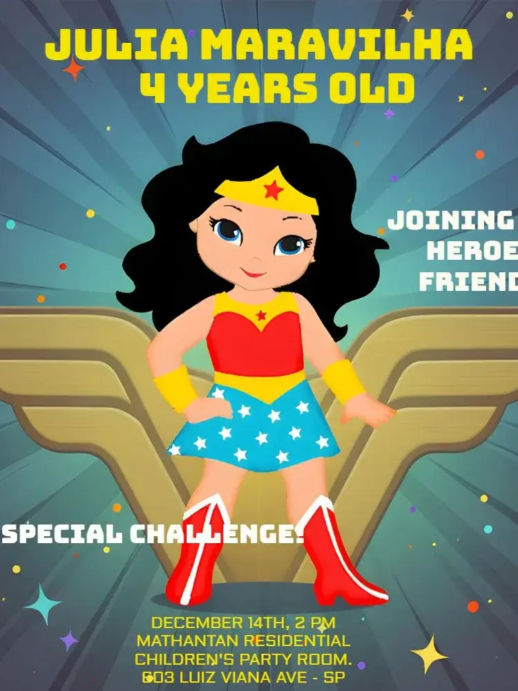Wonder Woman Heroes invitation