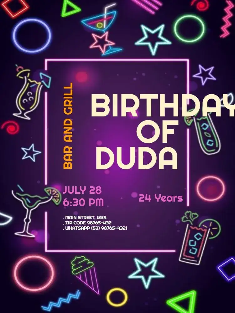 Neon Party Edit invitation
