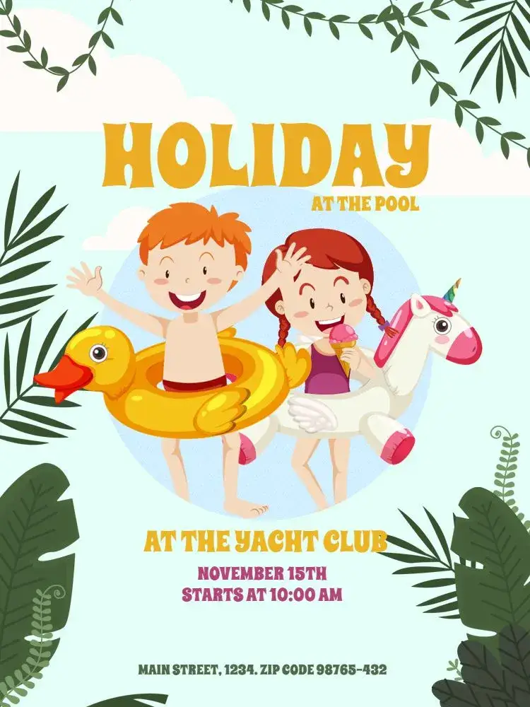 Invitation Tropical Kids – Kids' Birthday Party theme tropical, summer, playful, colorful, fun, nature