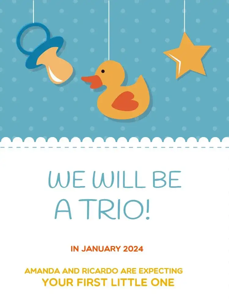 Blue Pregnancy Announcement Card Meeting