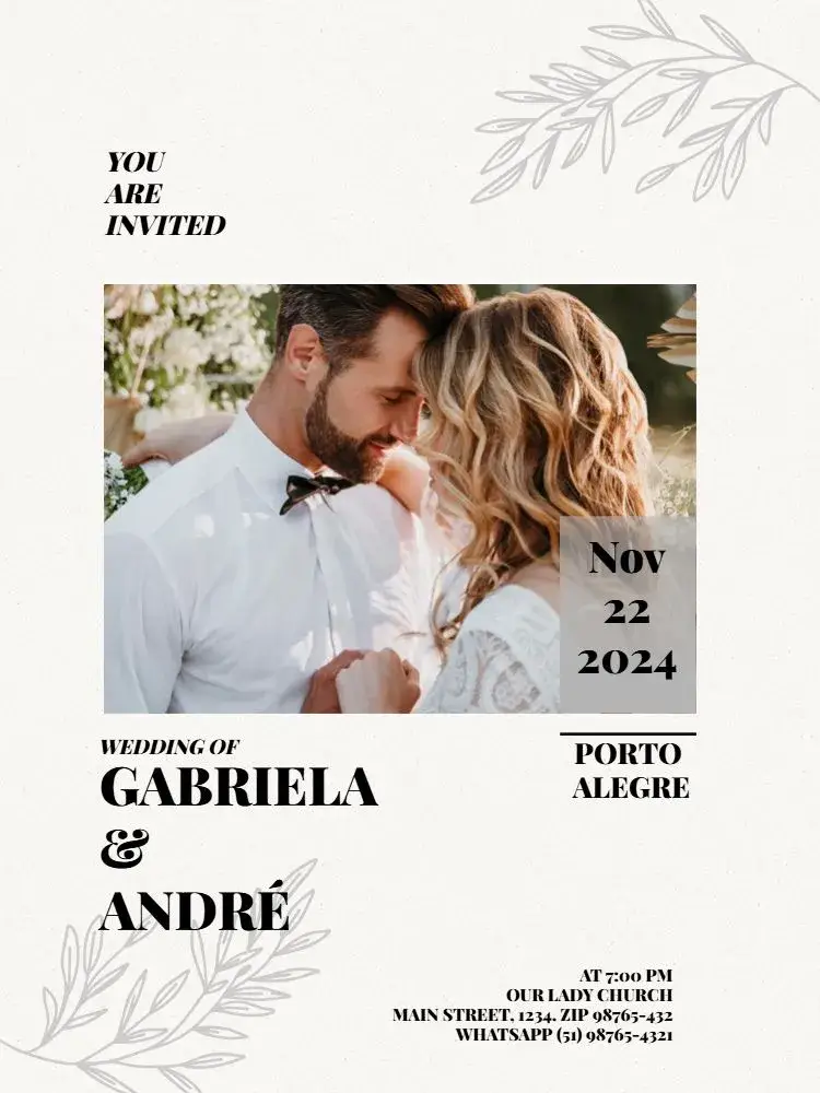 Elegant Wedding Invitation With Photo Celebration