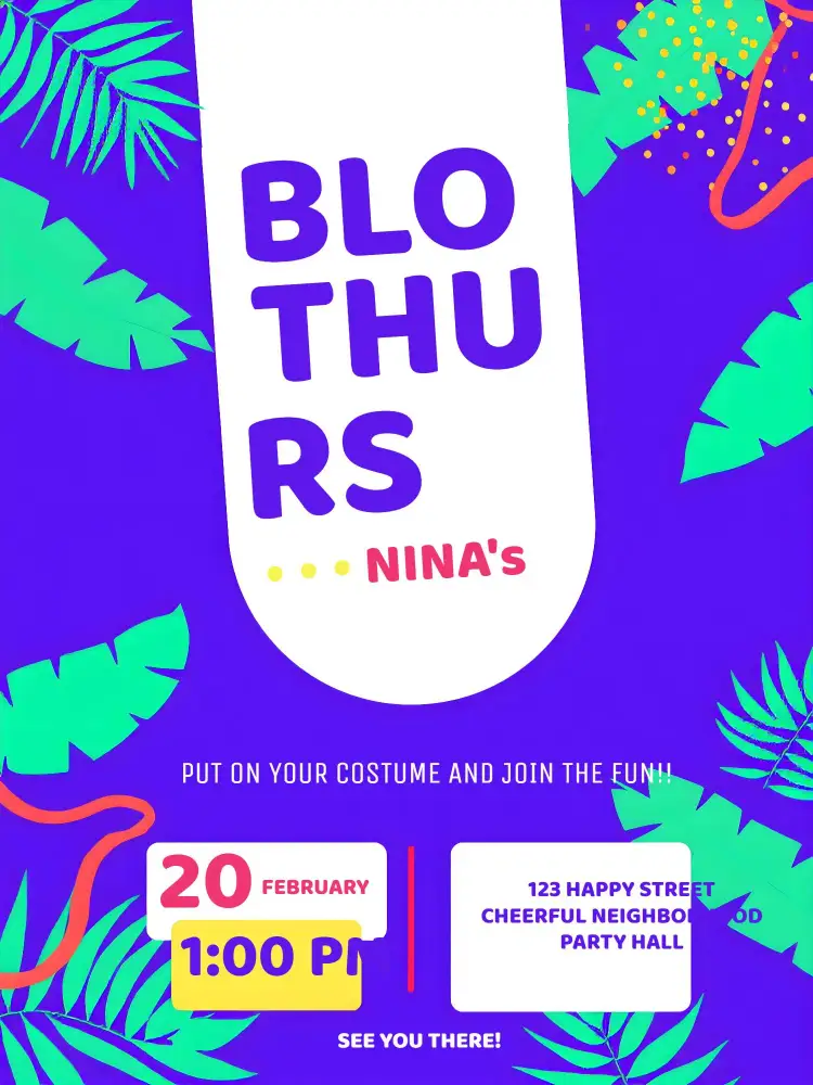 Invitation Carnival Block Party – Commemorative Dates theme colorful, festive, tropical, modern, vibrant, fun