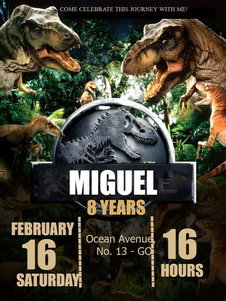Invitation Jurassic Park Dinosaurs – Most searched for theme colorful, adventure, nature, children's, themed, fun