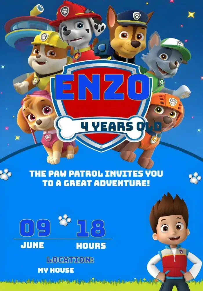 Paw Patrol Kids invitation