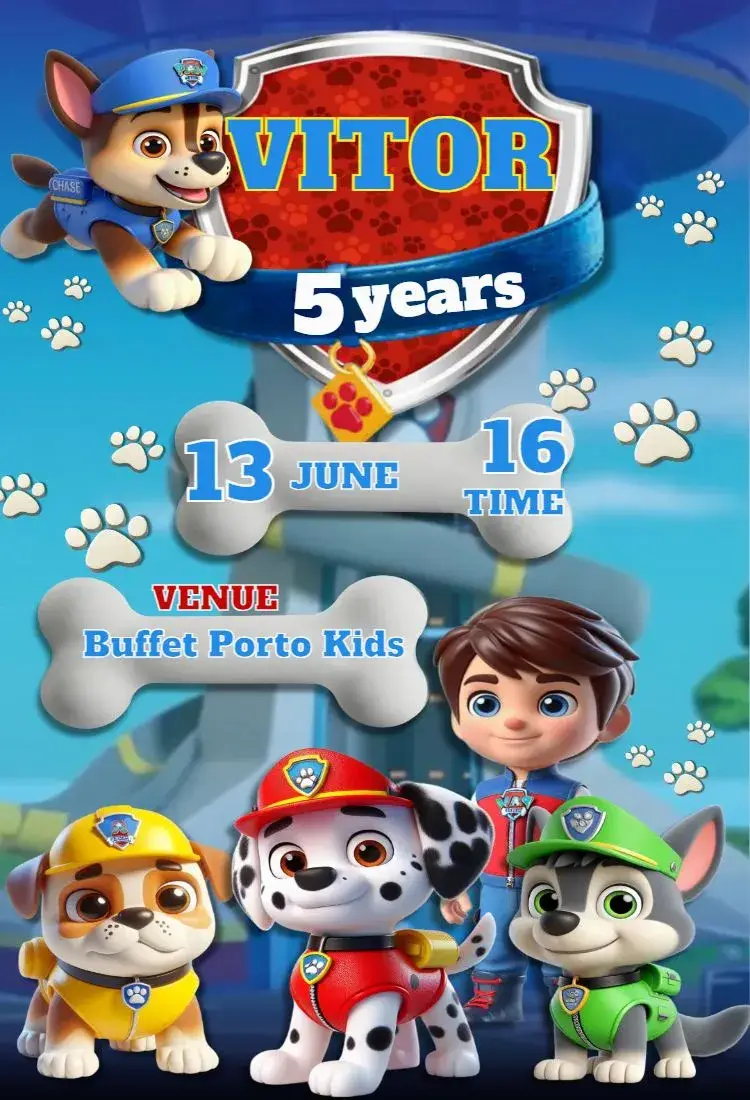 Paw Patrol Digital Invitation