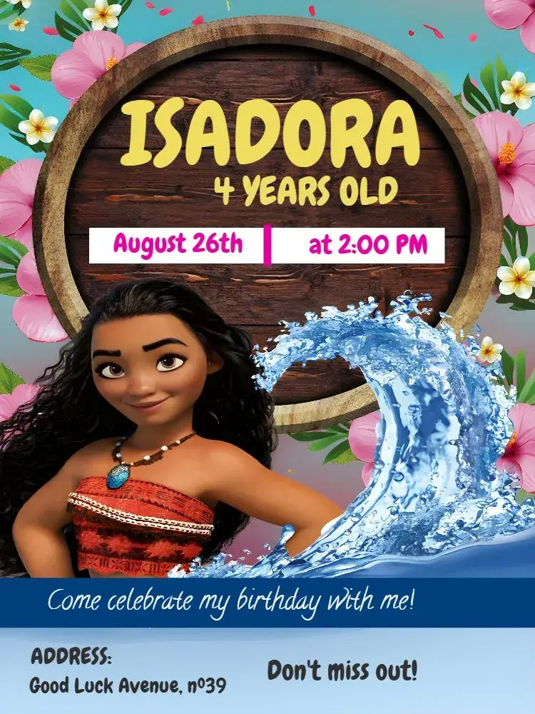 Moana Colorful invitation