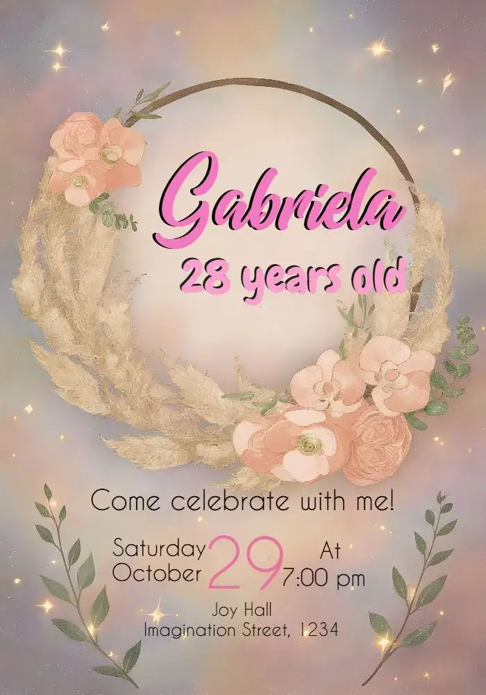 Invitation Floral Roses – Birthday theme floral, elegant, modern, romantic, sophisticated, vibrant