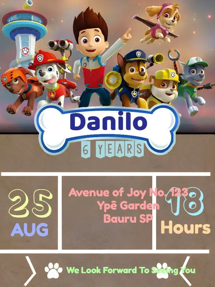 Invitation PAW Patrol Bone – Most searched for theme colorful, fun, themed, childlike, playful