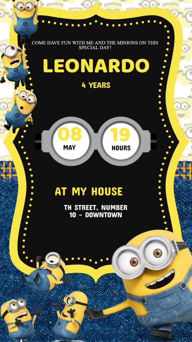 Invitation Minions Birthday Invitation – Kids' Birthday Party theme vibrant, colorful, fun, childish, playful