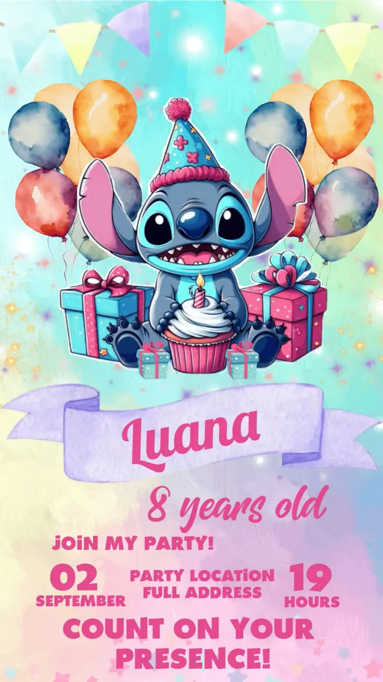 Invitation Cute Stitch – Most searched for theme vibrant, playful, colorful, themed, fun