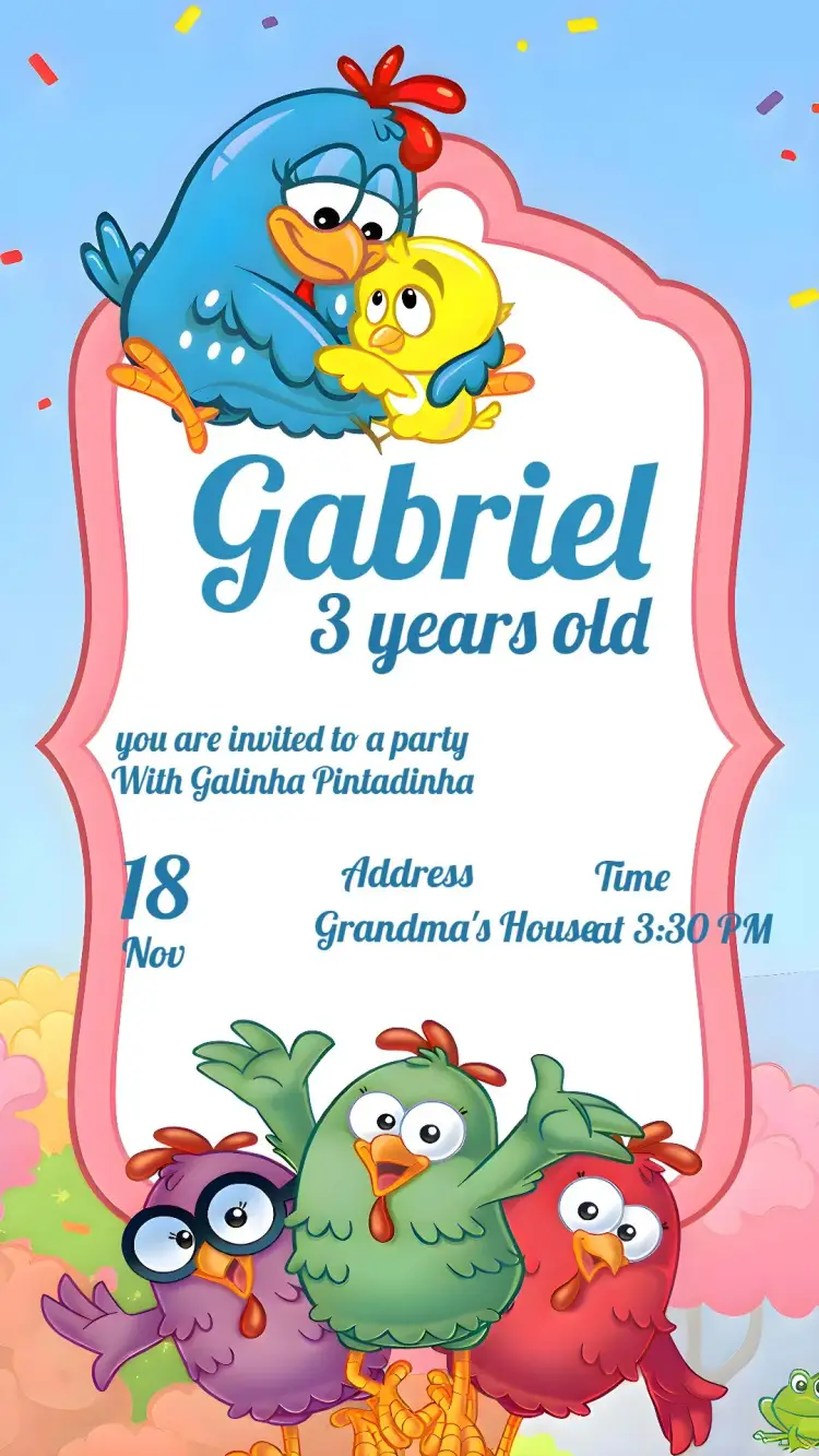 Galinha Pintadinha Candy invitation