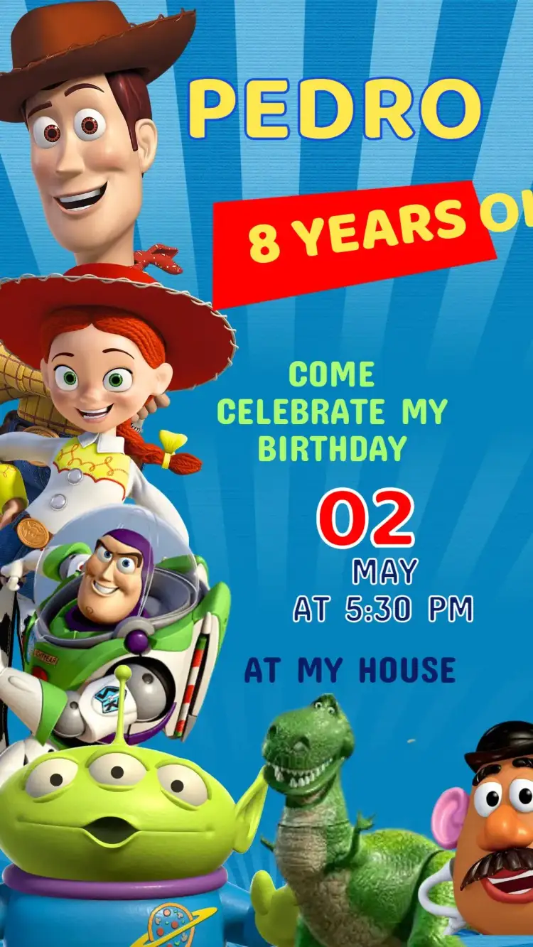 Invitation Toy Story Birthday Invitation – Kids' Birthday Party theme colorful, playful, fun, themed, vibrant
