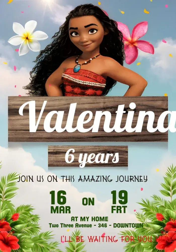Moana Disney invitation