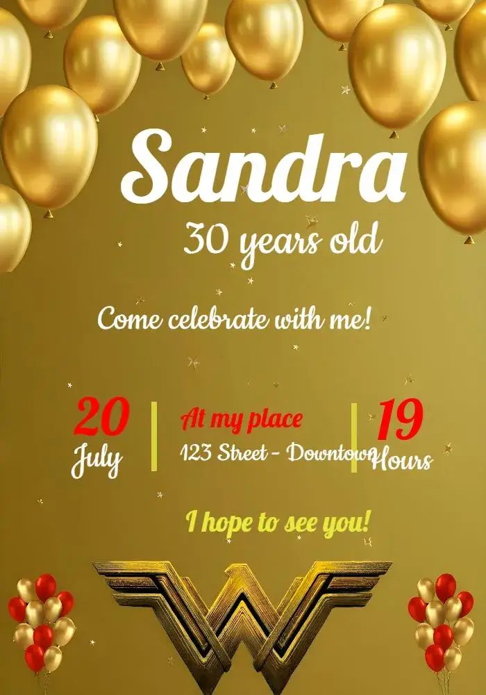 Invite Wonder Woman Kids editable and customizable