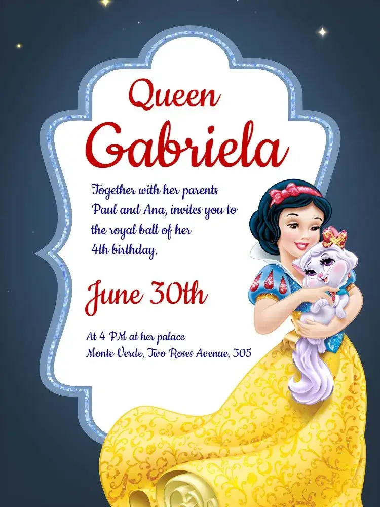 Snow White Blue invitation