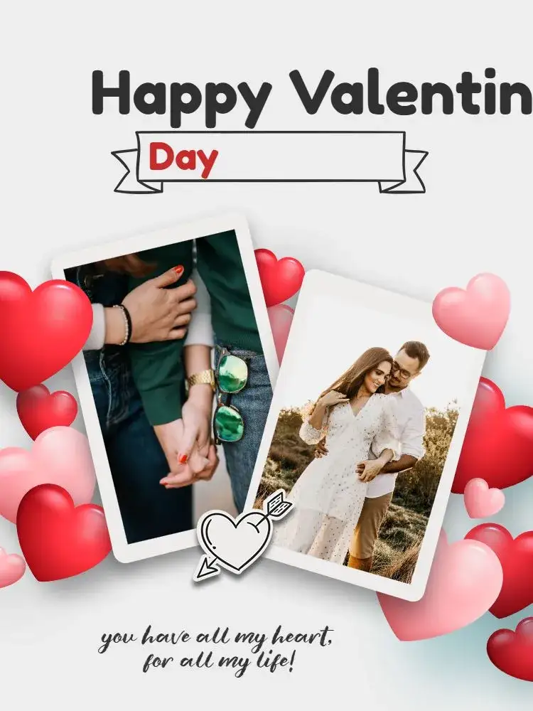Invitation Valentine's Day Photo Card – Card theme romantic, delicate, clear, minimalist, photographic