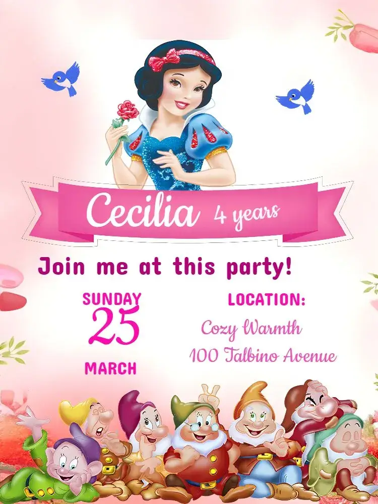 Snow White Colored invitation
