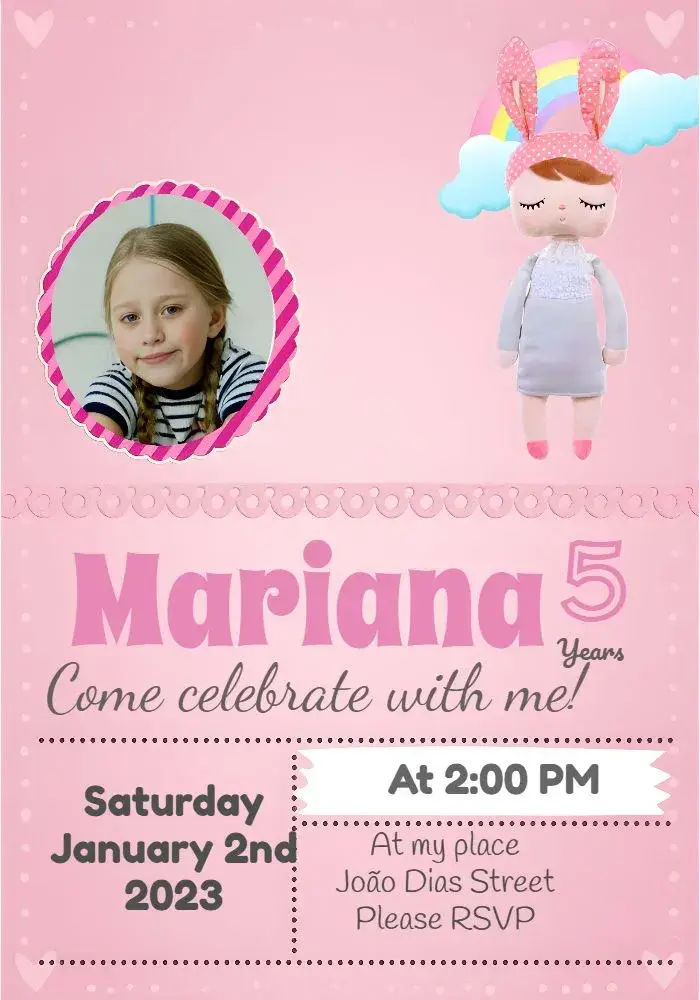 Metoo Doll With Photo Edit invitation
