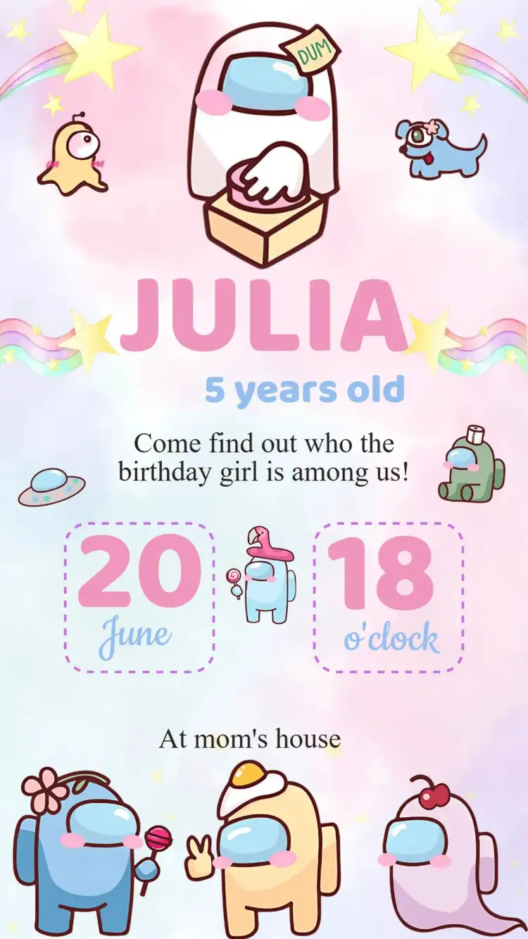 Invitation Among Us Birthday Invitation – Kids' Birthday Party theme colorful, modern, games, fun, childish, themed