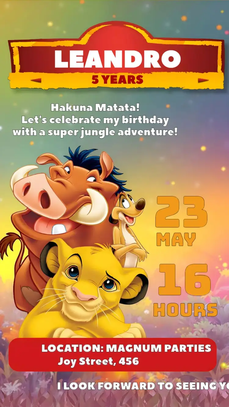 Simba Lion King invitation