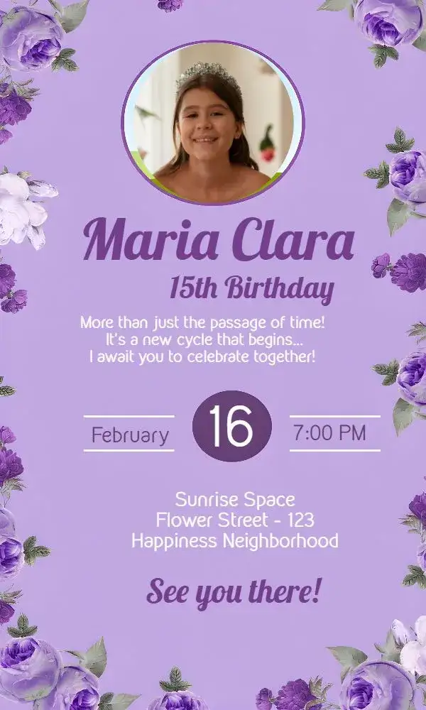 15th Birthday Floral With Photo