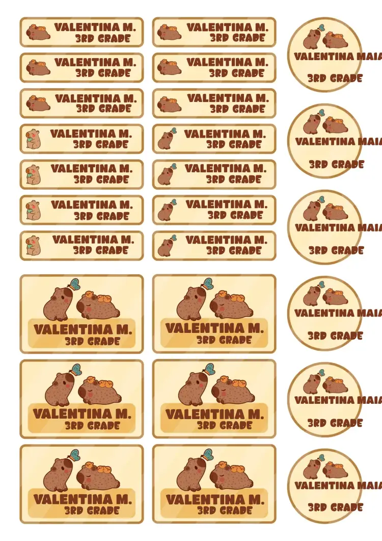 Capivara Capybara School Label invitation