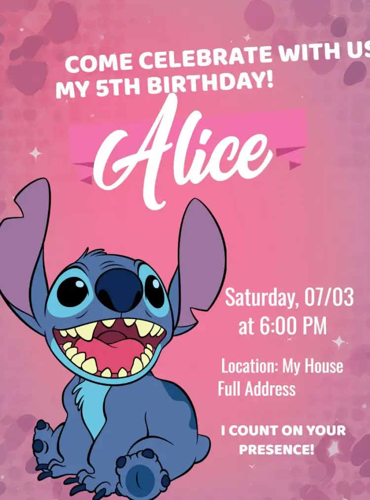 Stitch Party invitation
