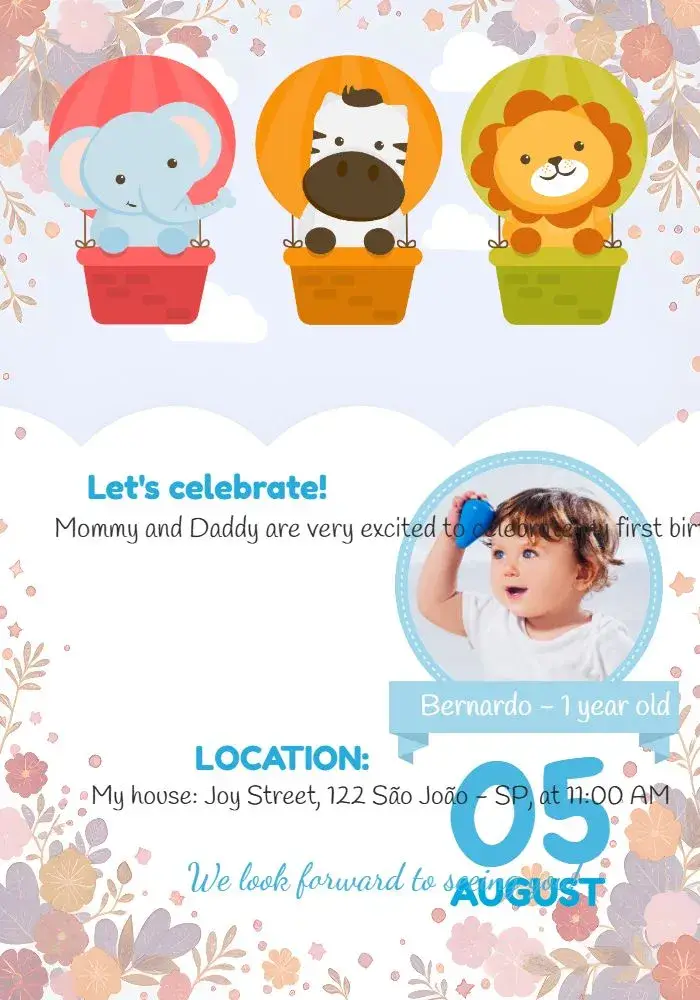 White Safari With Photo Invitation