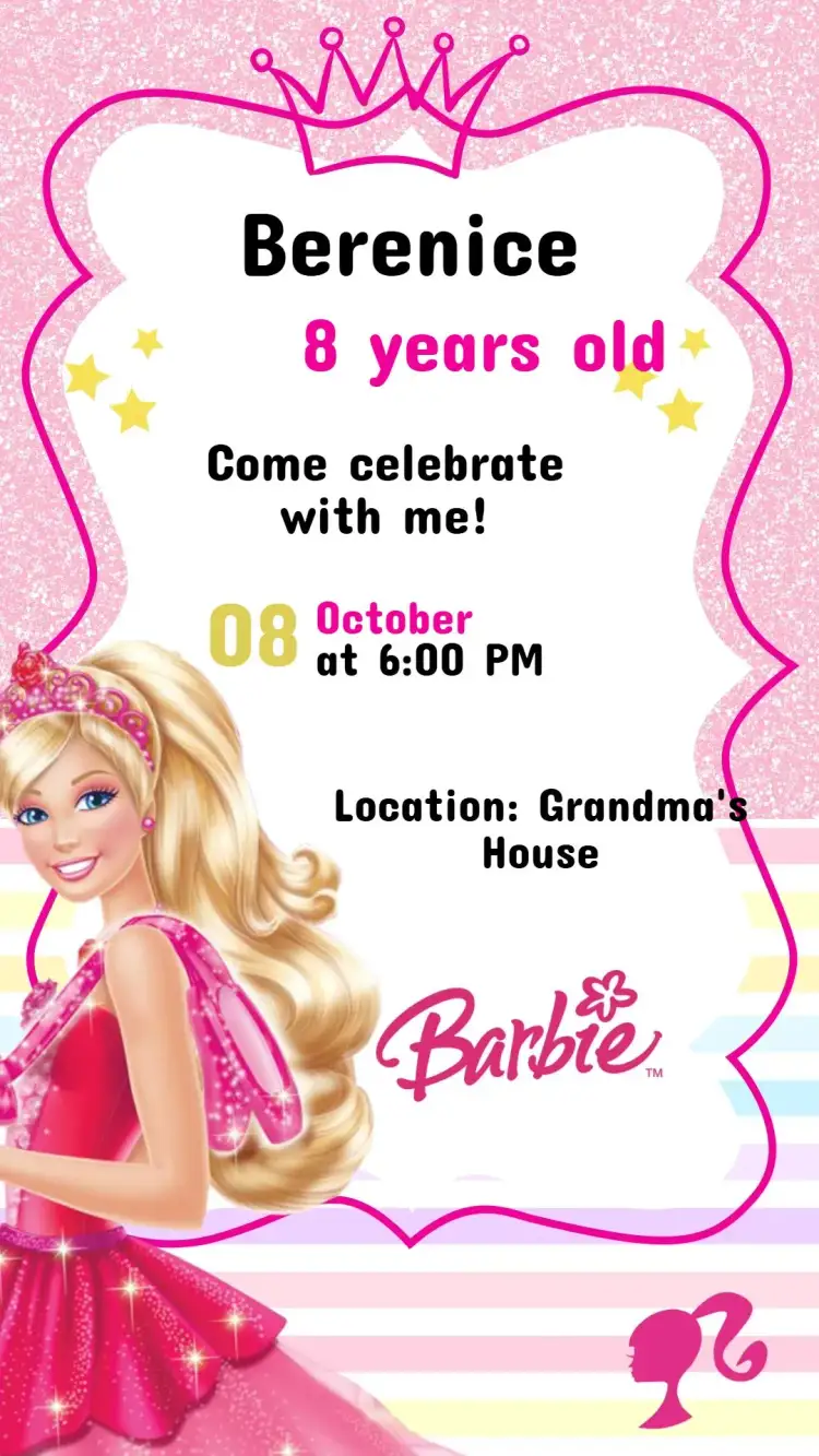 Invitation Digital Invitation Barbie Dream World - Children's Party – Kids' Birthday Party theme colorful, fantastic, playful, bright, vibrant, childlike