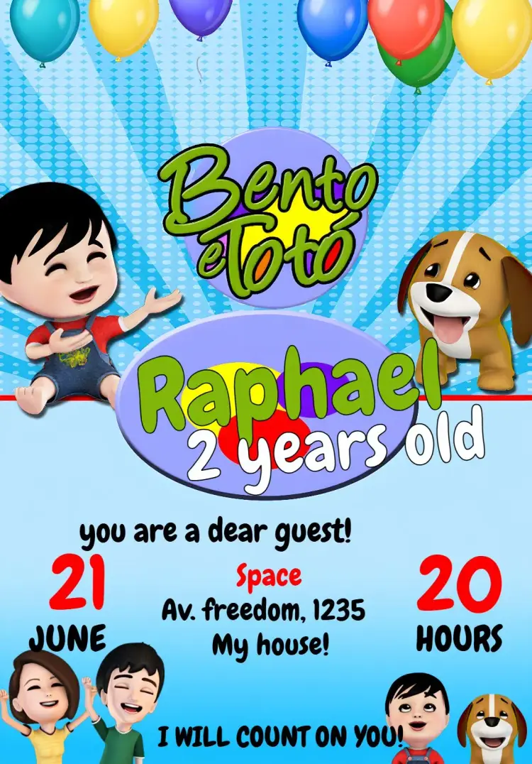 Bento And Totó Kids invitation