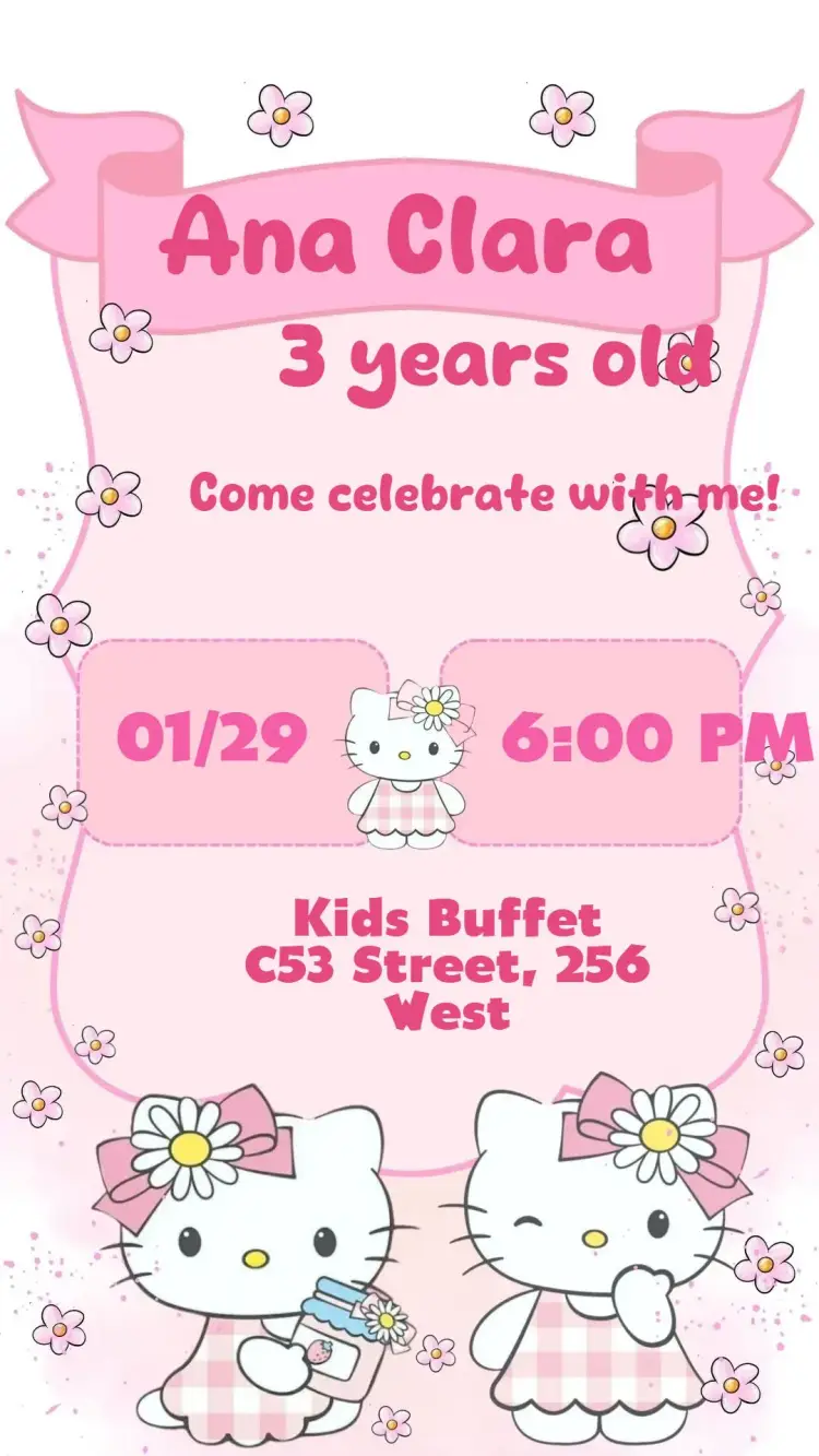 Hello Kitty Watercolor invitation