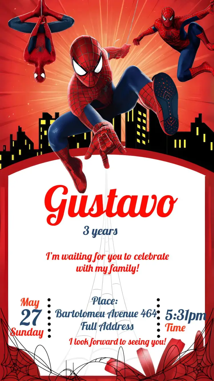 Blue Spider-Man invitation